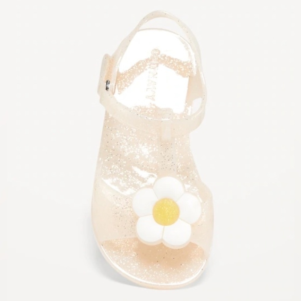 🌼 Old Navy Glitter Jelly T-Strap Sandals in Flower Power
